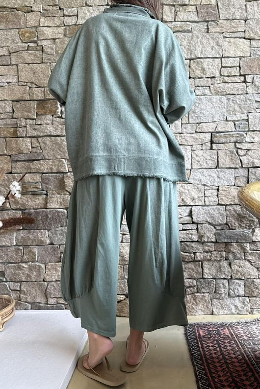 Hippie Shake Linen Blend Shirt Jacket Washed Khaki